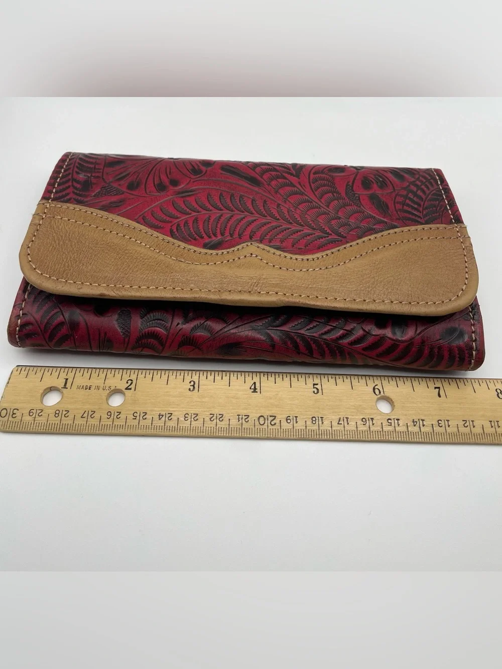 American West Women's Tri-Fold Leather Wallet Billfold for Women
